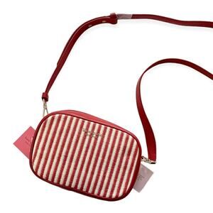 Kate Spade New York Astrid Red Stripe Medium Crossbody Purse Camera Bag NWT